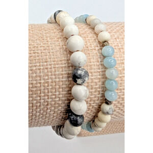 Lotus and Luna bracelet Beaded Set Of Two Wrap Adjustable